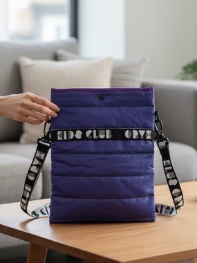 Retro Purple Blue Quilted Nylon Crossbody  Bag Festival Y2K Adjustable Strap